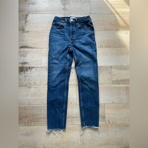 Re/Done Size 26 90s High Rise Ankle Crop Jeans Denim Blue Indigo Straight Leg